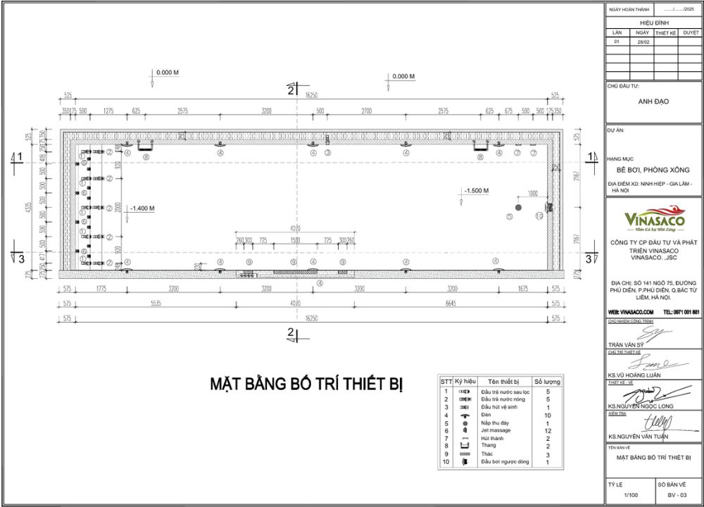 Thiết kế 2D công nghệ bể bơi